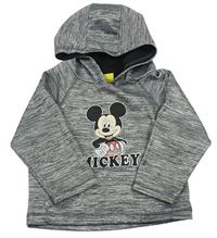 Sivá melírovaná mikina s klokankou a Mickey mousem s kapucňou Disney