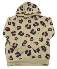 Béžová mikina s leopardím vzorem a kapucí Dunnes