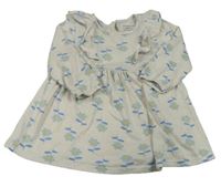 Biele kvetované úpletové šaty s volánikmi zn. Primark
