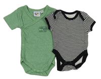 2x body - černo-bílé pruhované + zelené pruhované zavinovací s nápisom