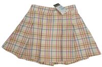 Nové - Krémovo-růžovo-modrá kostkovaná sukně Primark