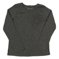 Tmavošedé melírované třpytivé triko s kapsou z madeiry Primark
