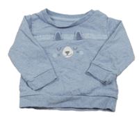 Modrá melírovaná mikina s vlkem Mothercare
