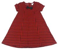 Červeno-čierne kockované šaty s mašlou Topolino