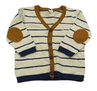 Béžovo-tmavomodrý pruhovaný prepínaci sveter H&M