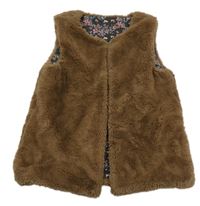 Hnědá kožešinová podšitá vesta