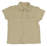 Béžové teplákové prepínaci tričko s golierikom George