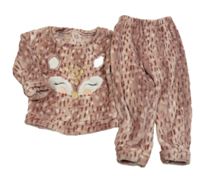 Starorůžové vzorované chlupaté pyžamo se sovou Nutmeg