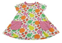 Bielo-farebné bavlnené šaty s ovociem Mini Boden