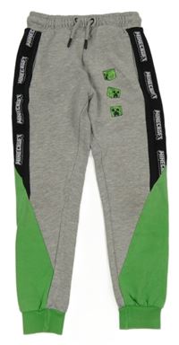 Šedo-černo-zelené tepláky s Minecraft George