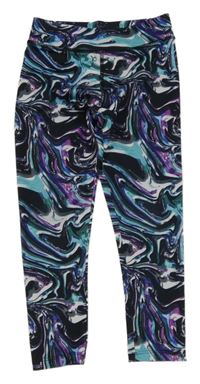 Černo-fialovo-modrozelené vzorované sportovní legíny Next