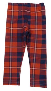 Červeno-tmavomodro-bílé kostkované legíny Primark