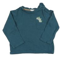 Petrolejové triko s dinosaurem a kapsou John Lewis