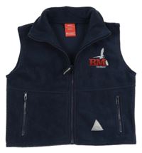 Tmavomodrá fleecová prepínaci vesta s výšivkou