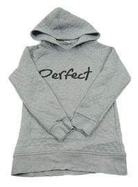 Sivá melírovaná prešívaná mikina s nápisom a kapucňou Pocopiano