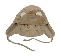 Hnedá chlpatá čapica s uškami