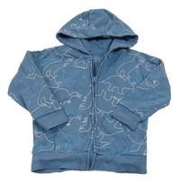 Modrá prepínaci mikina s dinosaurami a kapucňou Primark