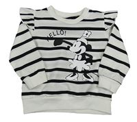 Smetanovo-čierna pruhovaná mikina s Minnie a volánikmi