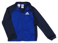 Safírovo-tmavomodrá sportovní propínací mikina s logem Adidas