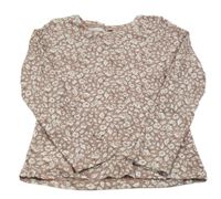 Staroružové kvetované rebrované tričko