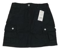 Nové - Čierna rifľová cargo sukňa F&F