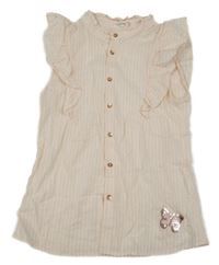 Světlerůžovo-bílá pruhovaná třpytivá halenka s volány Orchestra