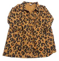 Hnedo-čierne prepínaci košeľové šaty s leopardím vzorom Next