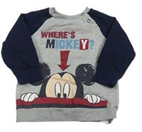 Šedo-tmavomodrá mikina s Mickeym Disney