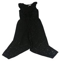 Čierny trblietavý nohavicový overal s volánikmi H&M
