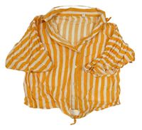Okrovo-bílá pruhovaná crop lehká halenka Matalan