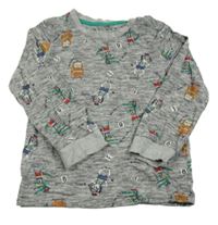 Sivo-čierne melírované pyžamové tričko s obrázkami zn. Nutmeg