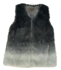 Tmavosivá kožušinová ombré podšitá vesta Zara