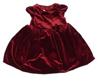 Rubínové zamatové šaty s golierikom H&M