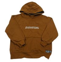 Hnedá mikina s nápisom a kapucňou H&M