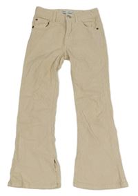 Smetanové flare manšestrové kalhoty Zara