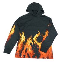 Černé triko s plameny a kapucí Next