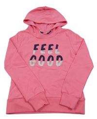 Růžová mikina s nápisem a kapucí Tom Tailor