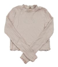 Svetloružové rebrované crop tričko s Hello Kitty H&M