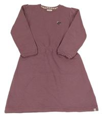 Fialovorůžové vzorované teplákové šaty s výšivkou noppies