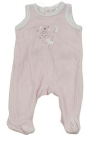 Světlerůžové sametové dupačky s mačkami