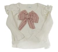 Biele rebrované tričko s mašlou