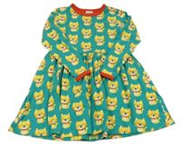 Zelené bavlnené šaty s mačkami