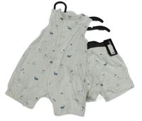 Nové - 2 set - bílý overal s velrybami + kraťasy F&F