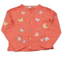 Korálový prepínaci sveter s motýlikmi