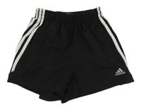 Černé sportovní funkční kraťasy s pruhy a logem Adidas