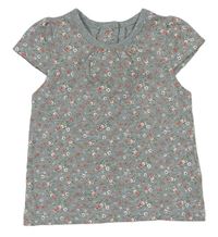 Sivé melírované kvetované tričko Vertbaudet