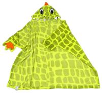 Žluto-zelená vzorovaná zavinovací deka s kapucí - příšerka