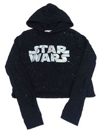 Čierna trblietavá crop mikina - StarWars a kapucňou H&M