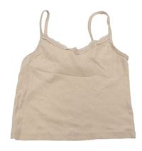 Pudrový rebrovaný crop top s čipkou H&M