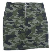 Khaki army sukňa so zipsom